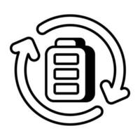 un lineal diseño icono de batería actualizar vector