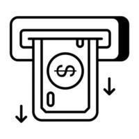 Editable design icon of money withdrawal vector