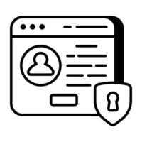 A linear design icon of web profile security vector