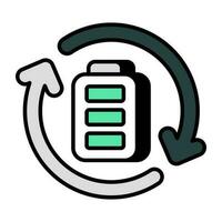 un plano diseño icono de batería actualizar vector