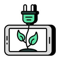 A unique design icon of mobile eco plug vector