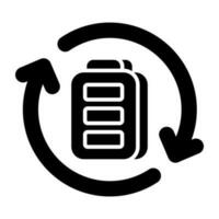A solid design icon of battery update vector