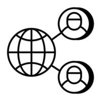 A linear design icon of global profiles vector