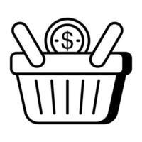 A creative design icon of shopping basket vector