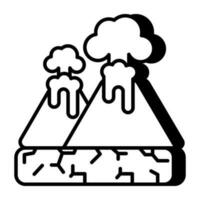 An editable design icon of volcano vector