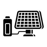A solid design icon of solar battery vector