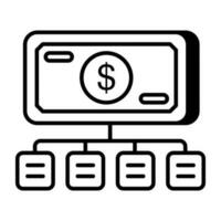 A linear design icon of financial network vector