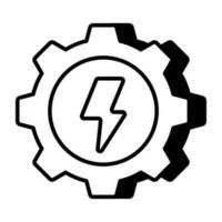 Bolt inside gear, icon of energy management vector