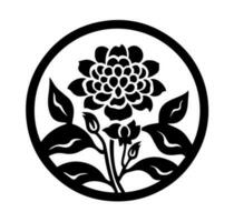 Vector icon of black and white flower