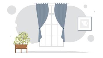 Room with a window. Room design Cartoon style. vector