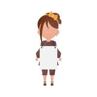 A little girl with a blank white banner and space for your text. Cartoon style. Vector. vector