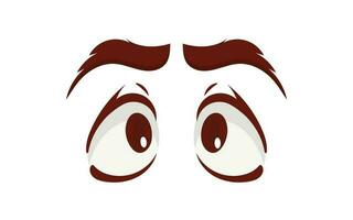 Close up scared face of beautiful woman with beautiful eyes and big pretty eyelashes and eyebrows. Vector illustration