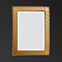 Golden empty retro picture on black background. Flat style. vector