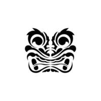 Tribal mask. Black tattoo in the style of the ancient tribes. Simple style. Vector illustration isolated on white background.