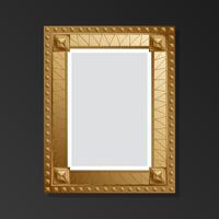 Gold style empty retro picture frame on black background. Flat style. vector