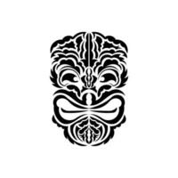 The face of a viking or orc. Traditional totem symbol. Hawaiian style. Vector over white background.