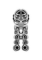 Mask in the style of the ancient tribes. Black tattoo patterns. Isolated. Vetcor. vector