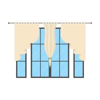 Window with curtain. Isolated. Flat style. vector