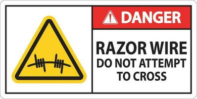Danger Razor Wire Sign Razor Wire Do not Attempt to Cross vector