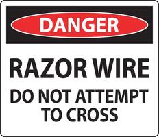 Danger Sign Razor Wire, Do Not Attempt To Cross vector