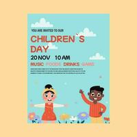 Invitation, flyer for a children's day party. International children vector