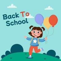 Back to school flat background with girl vector