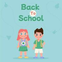 Back to school flat background with children vector