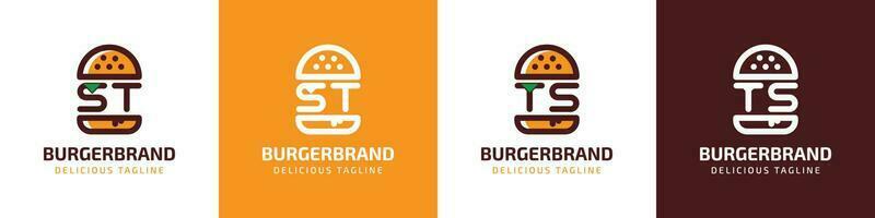 letra S t y ts hamburguesa logo, adecuado para ninguna negocio relacionado a hamburguesa con S t o ts iniciales. vector