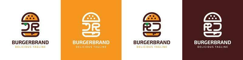 letra jr y rj hamburguesa logo, adecuado para ninguna negocio relacionado a hamburguesa con jr o rj iniciales. vector