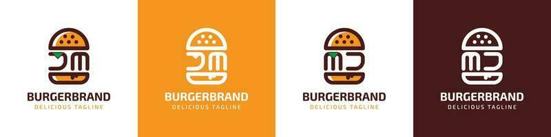 Letter JM and MJ Burger Logo, suitable for any business related to burger with JM or MJ initials. vector