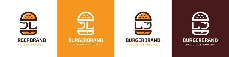 Letter JL and LJ Burger Logo, suitable for any business related to burger with JL or LJ initials. vector