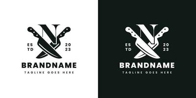 Letter N Double Knife Logo, Suitable for any business related to knife with N initial. vector