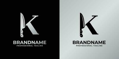 Letter K Knife Logo, Suitable for any business related to knife with K initial. vector