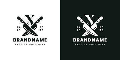 Letter X Double Knife Logo, Suitable for any business related to knife with X initial. vector