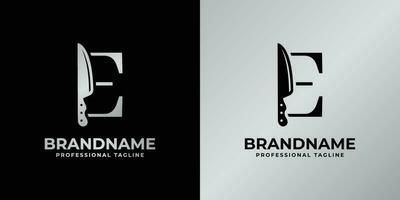 Letter E Knife Logo, Suitable for any business related to knife with E initial. vector