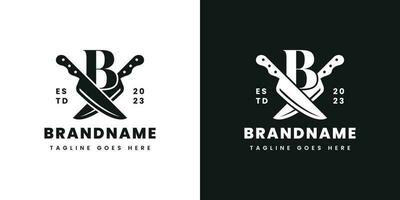 Letter B Double Knife Logo, Suitable for any business related to knife with B initial. vector