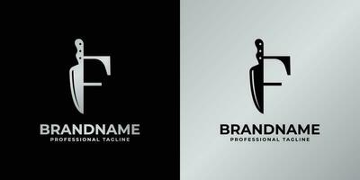 Letter F Knife Logo, Suitable for any business related to knife with F initial. vector