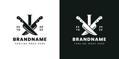 Letter I Double Knife Logo, Suitable for any business related to knife with I initial. vector