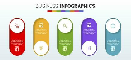 Infographics design template and icons with 5 options or 5 steps vector