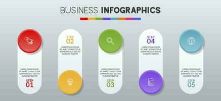 Infographics design template and icons with 5 options or 5 steps vector