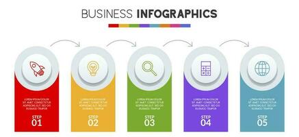 Infographics design template and icons with 5 options or 5 steps vector