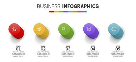 Infographics design template and icons with 5 options or 5 steps vector