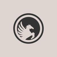 winged horse logo design in light black circle vector