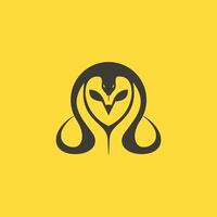 owl and cobra combination logo design vector