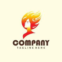 fire logo with female silhouette vector