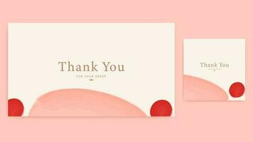 thank you card template, pink and red abstract watercolor design thanks card aesthetic watercolor simple greeting template vector