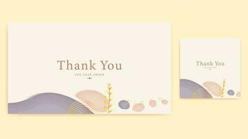 thank you card pink and purple abstract design background thanks card aesthetic watercolor simple greeting template vector