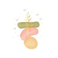 abstract shape watercolor clip art with golden leaf vector
