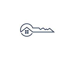 Real Estate House Key Logo Icon Design Line Symbol Vector Element Template.