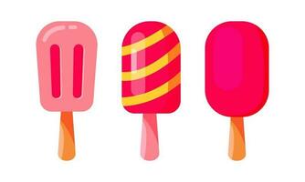 Ice cream coner. Pink and yellow icecream isolate on white vector